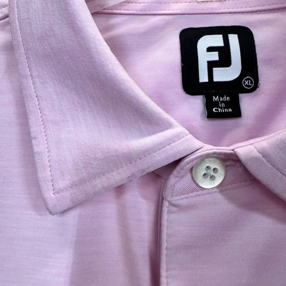 Footjoy FJ Collared Polo Golf Shirt XL Pink Striped Short Sleeve Travel Casual - Picture 9 of 16